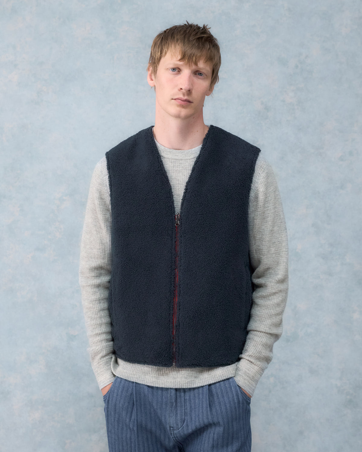 Reversible Sherpa Gilet - Red
