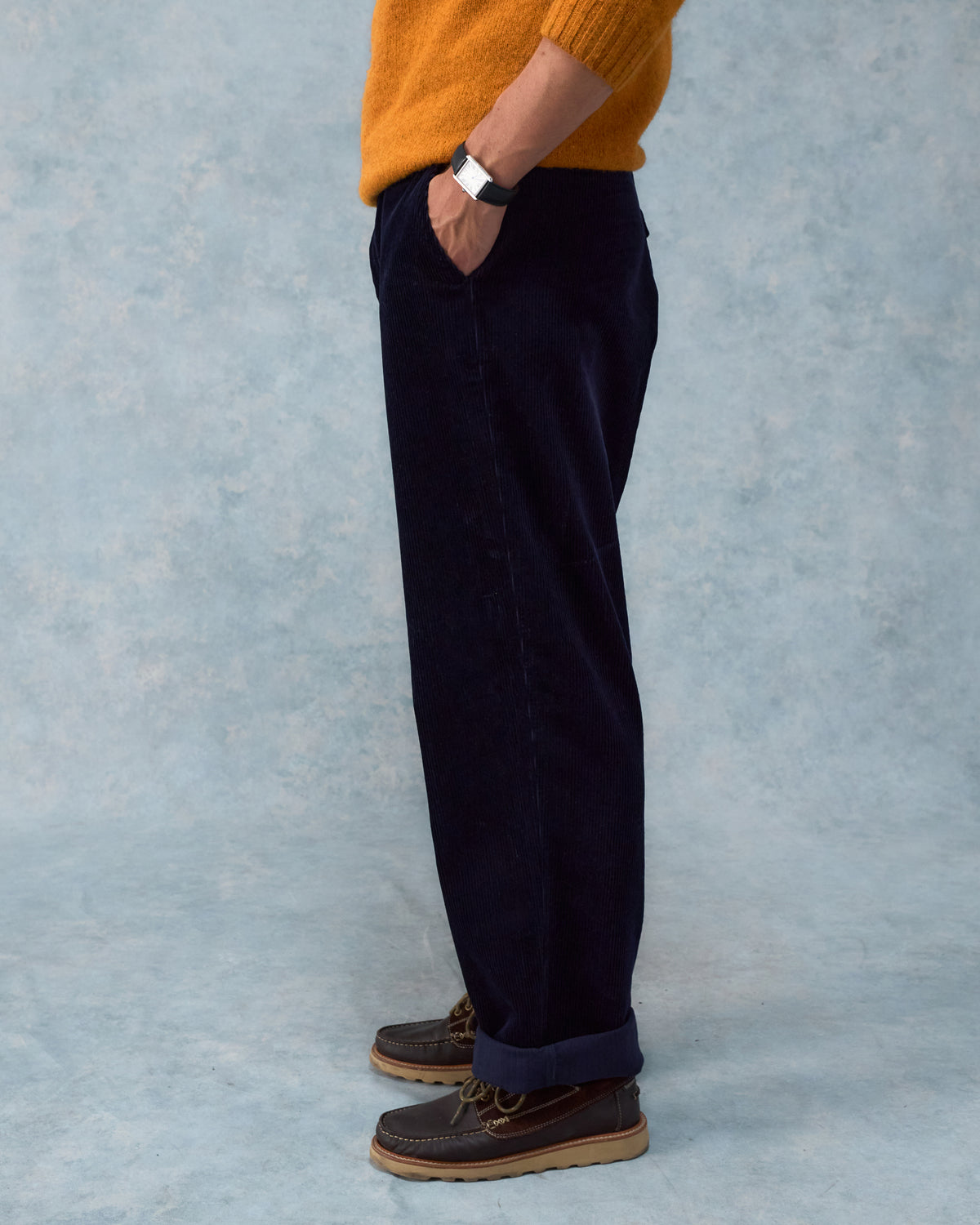 Relaxed Cord Trousers - Navy