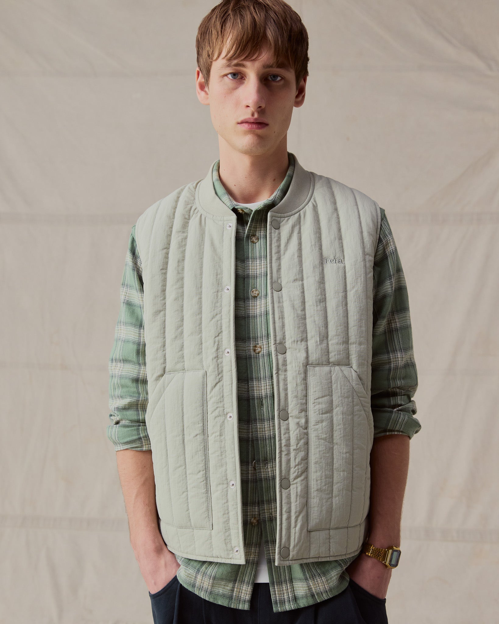 Quilted Gilet - Stone