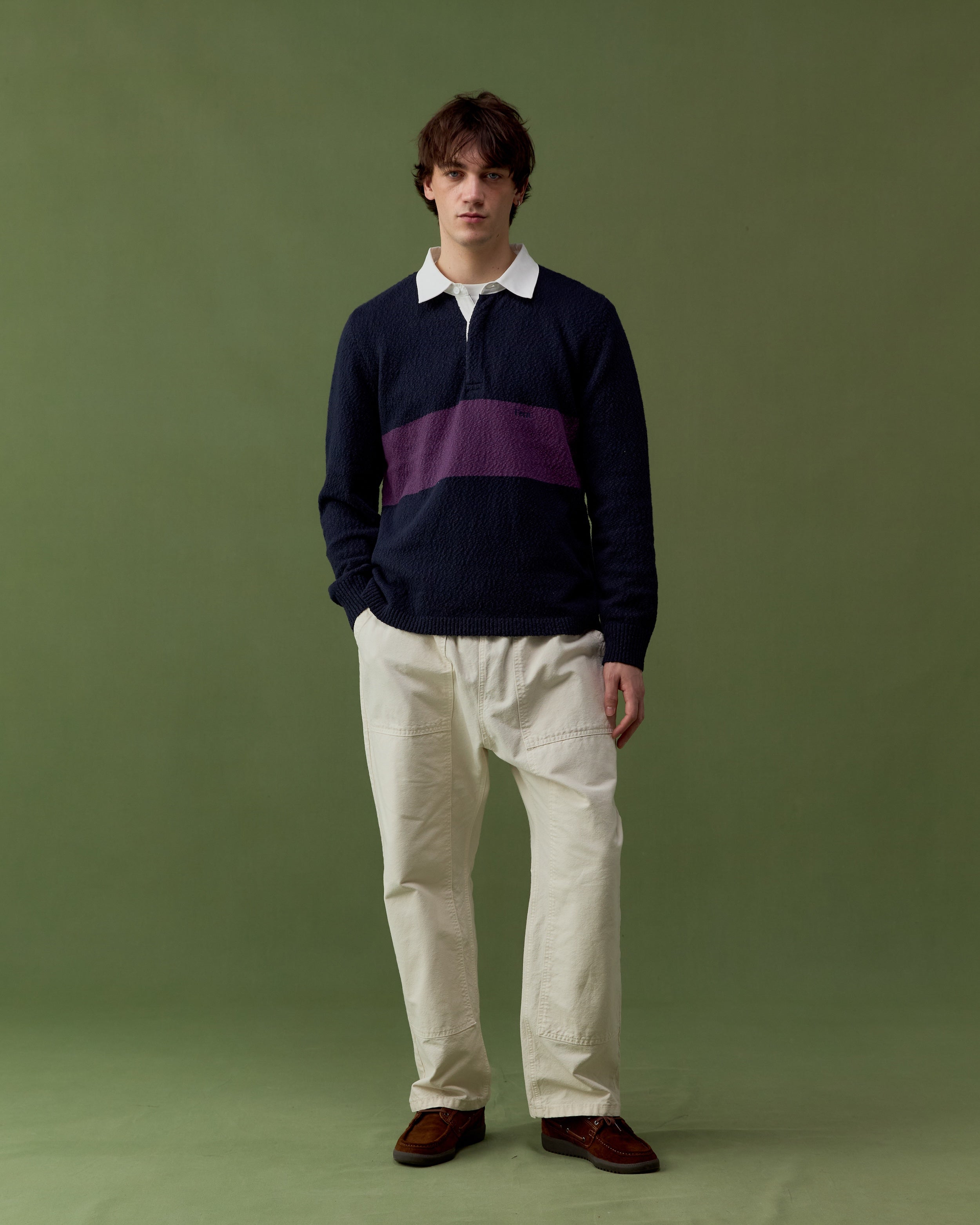 Slub Rugby Shirt - Navy