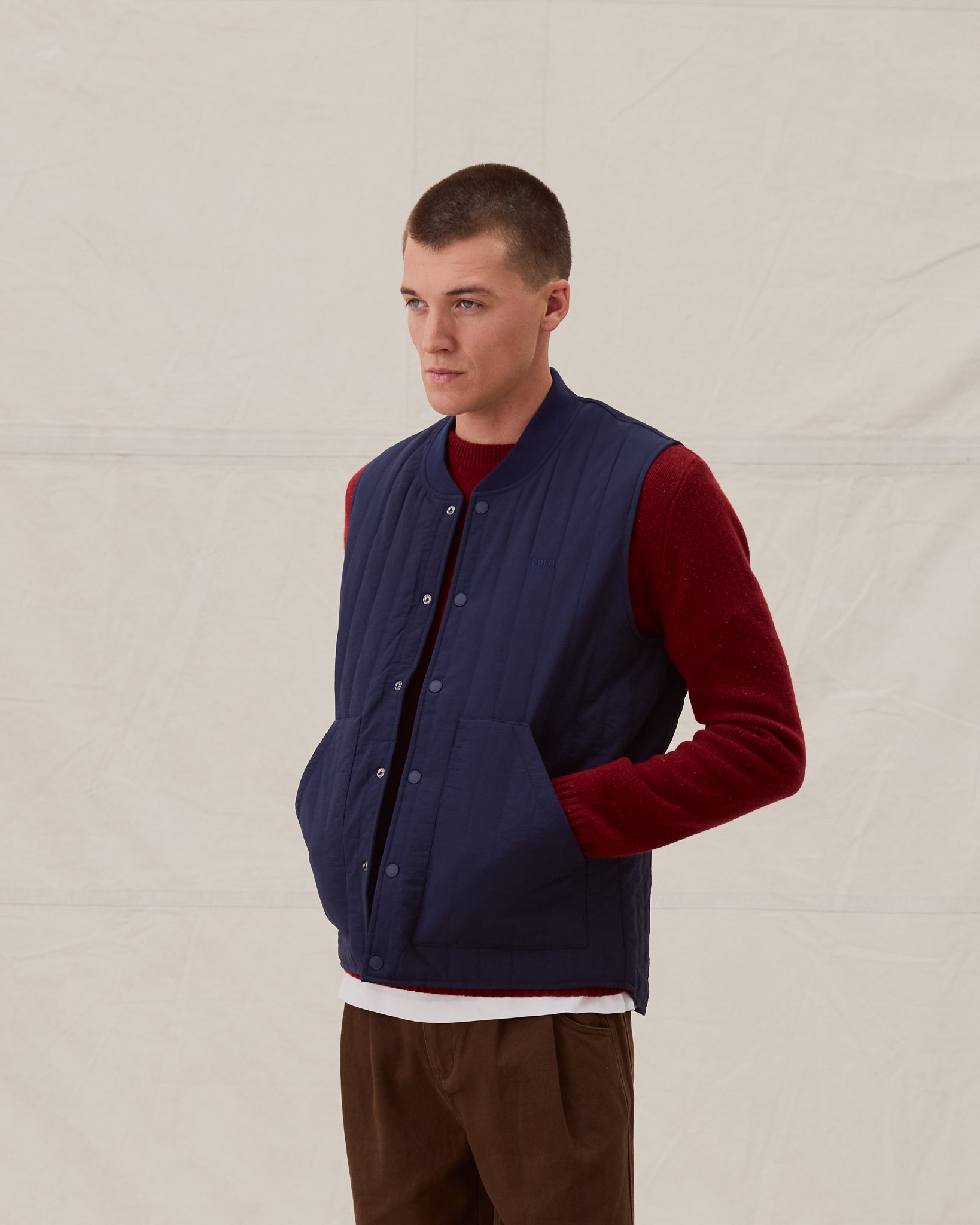 Quilted Gilet - Navy