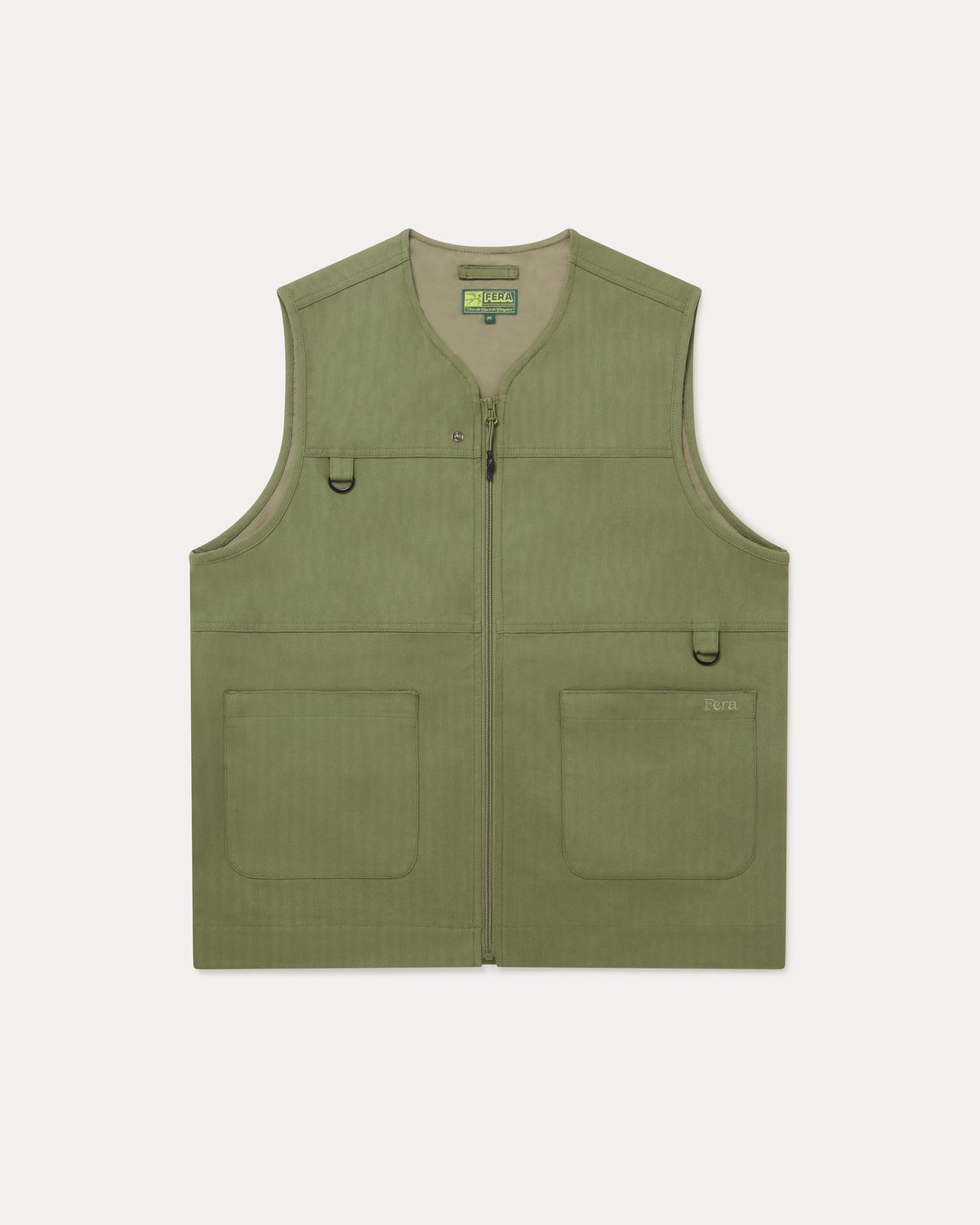 Fera Dipper Vest – Green | Herringbone Cotton Gilet