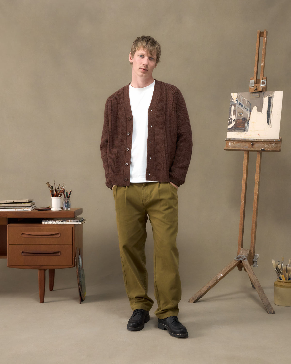 Brigade Cardigan - Brown Marl