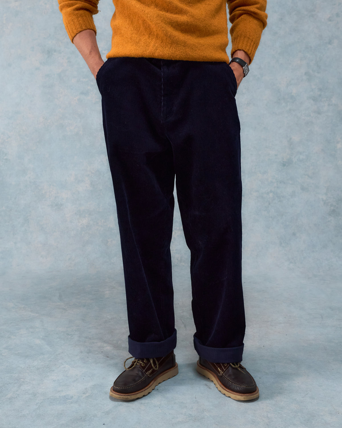 Relaxed Cord Trousers - Navy