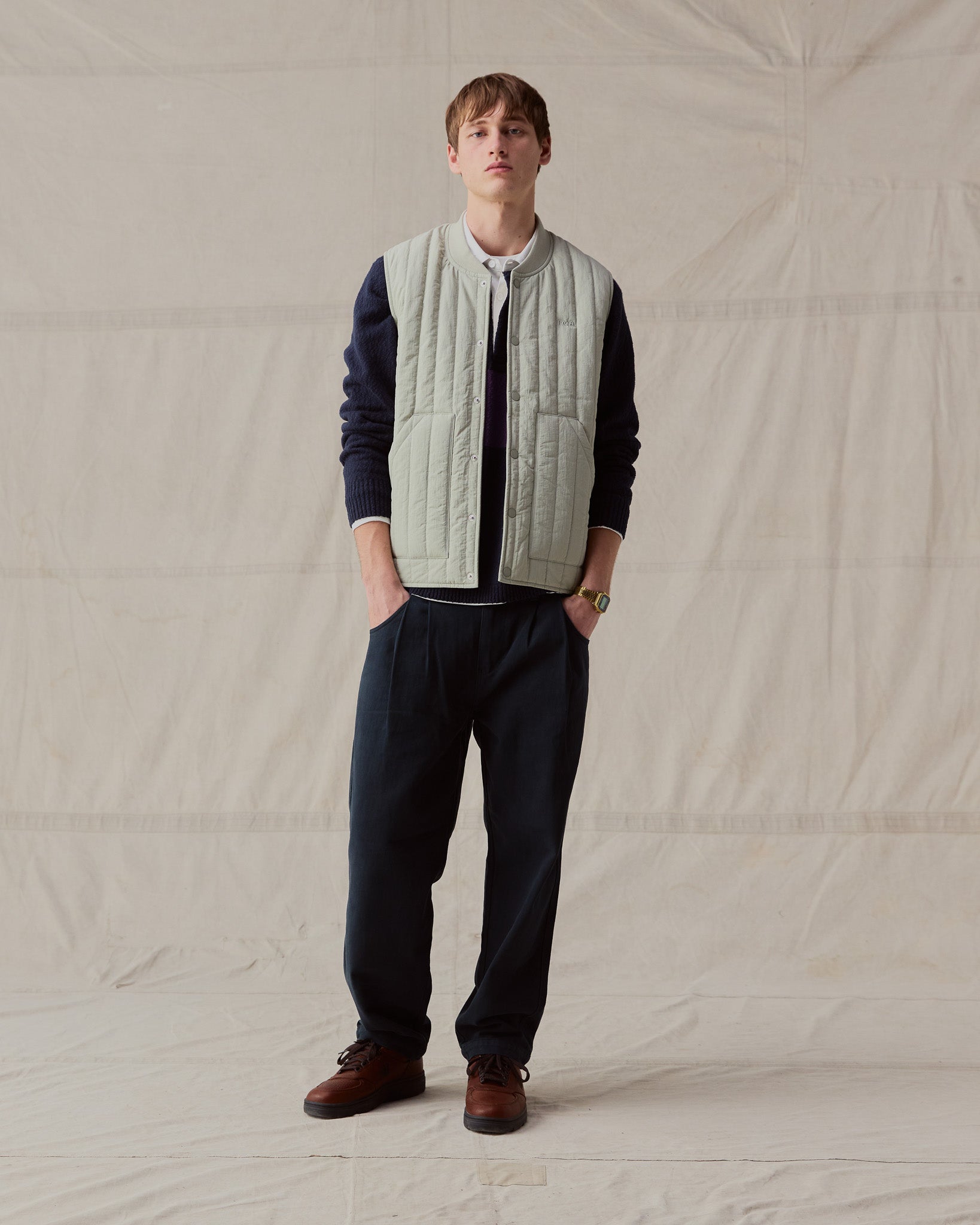 Quilted Gilet - Stone