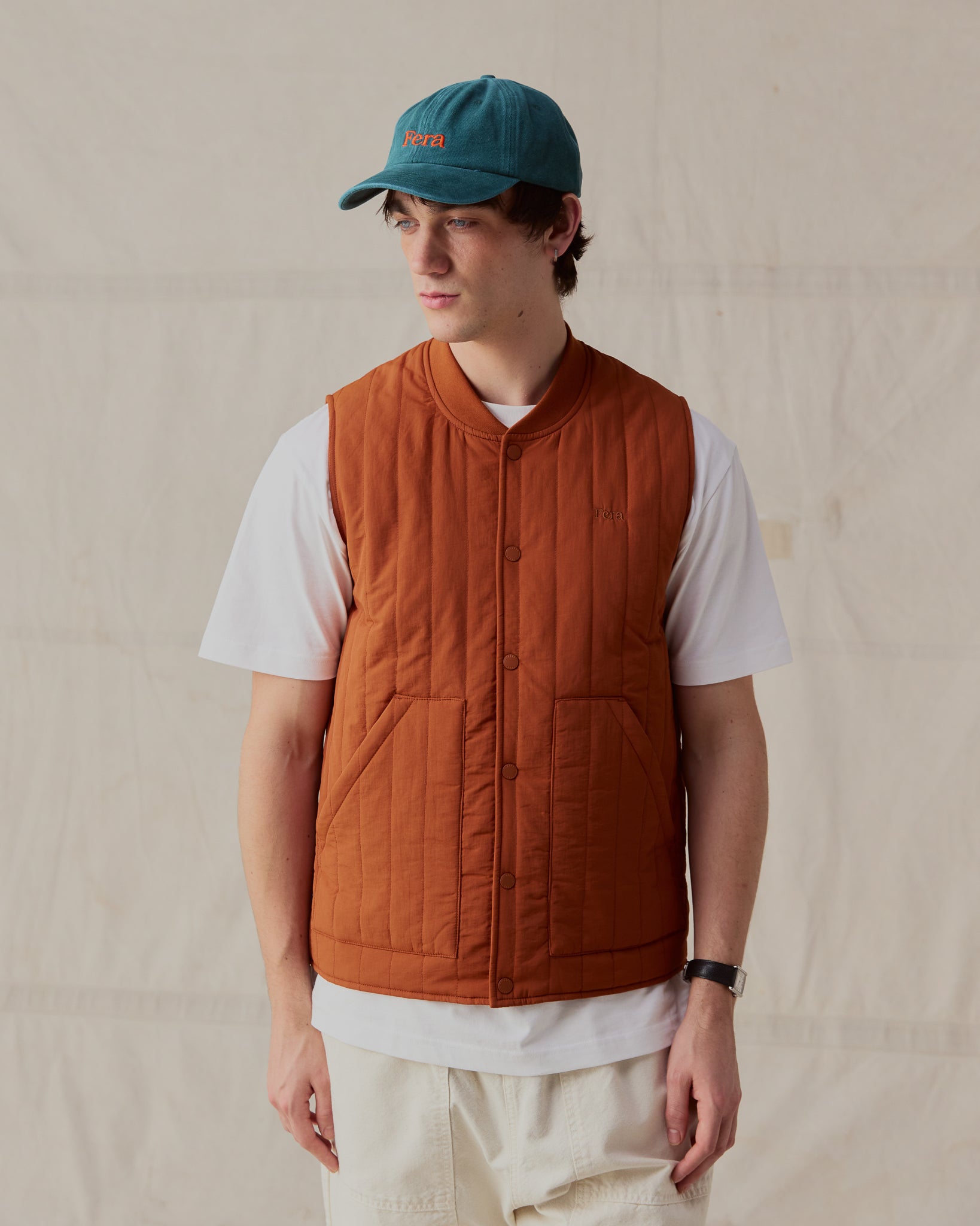 Quilted Gilet - Rust