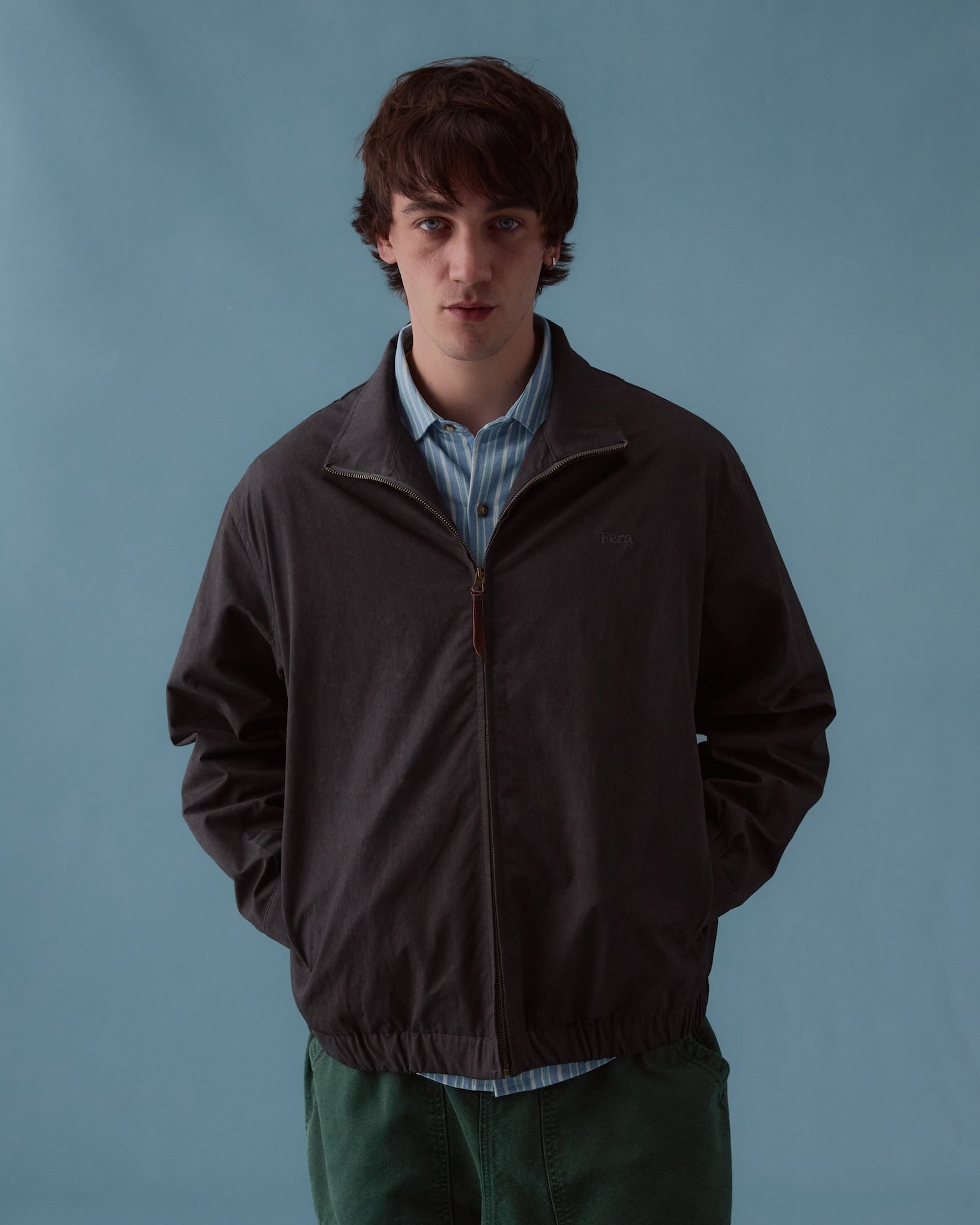Fera Windbreaker – Charcoal | Woven Cotton Jacket