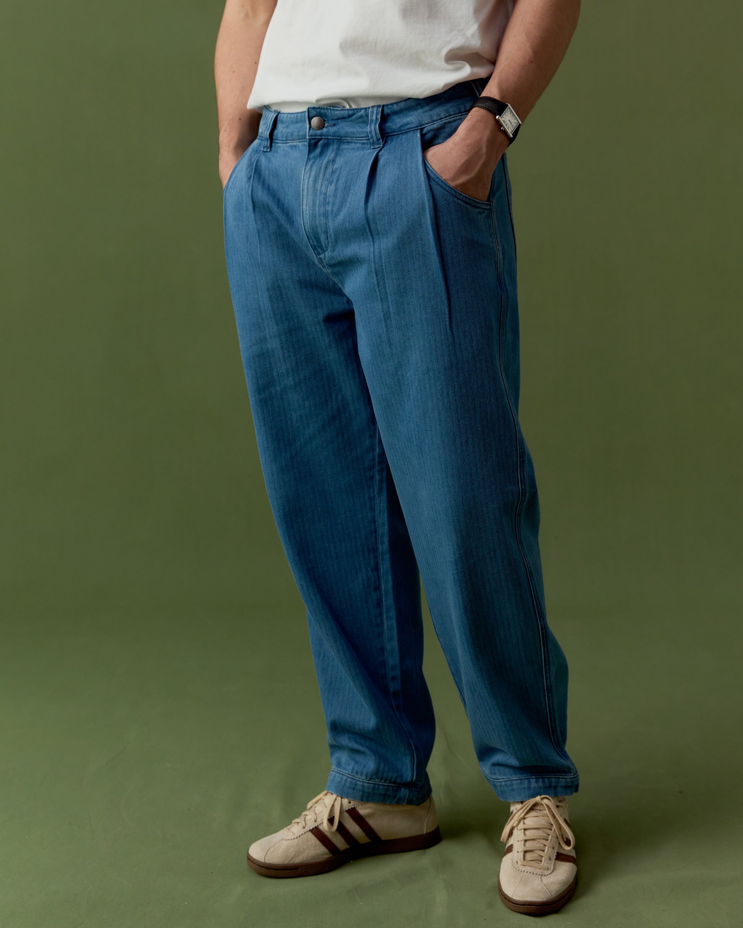 Uniform Trouser - Denim Herringbone