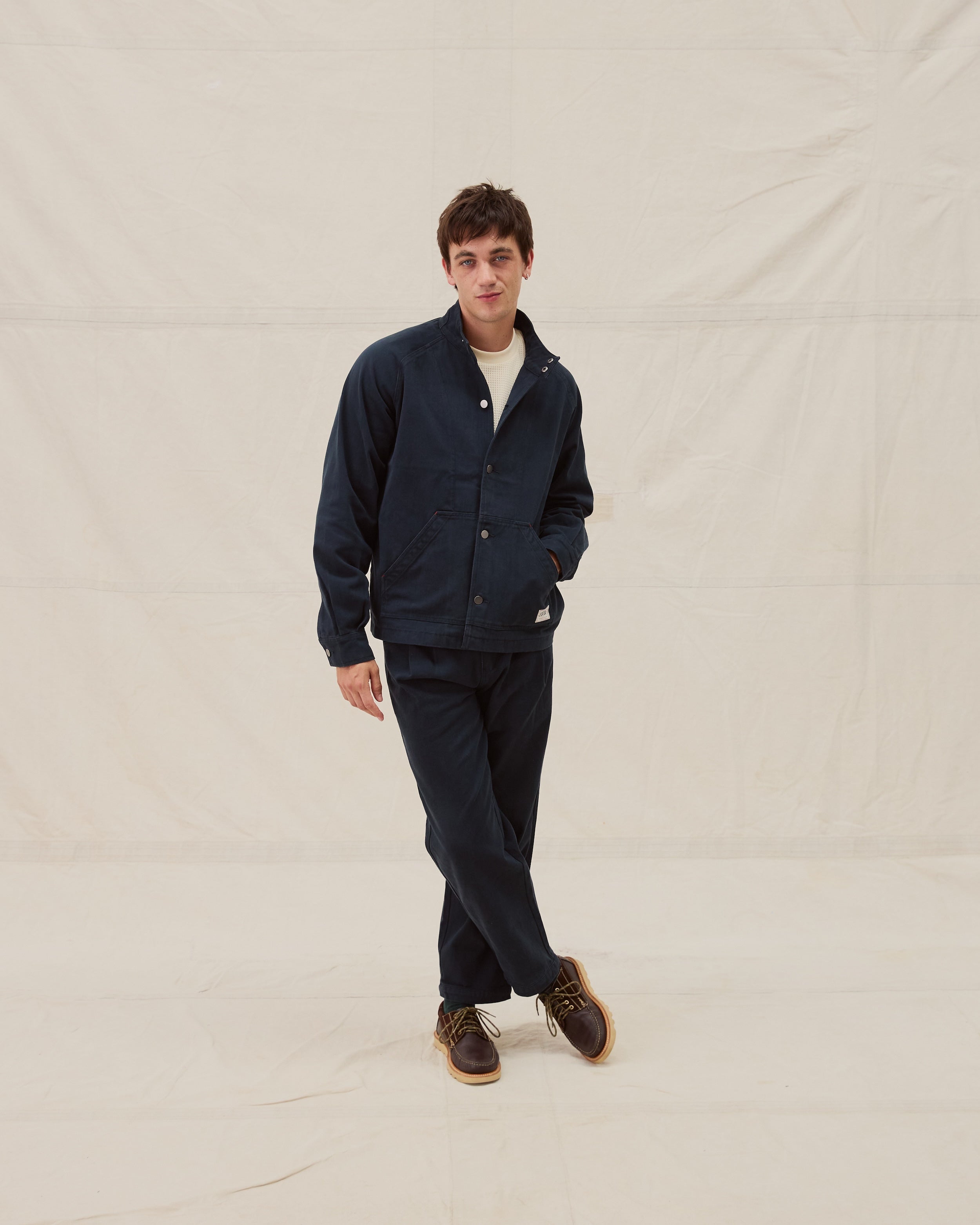 Low Collar Jacket - Navy