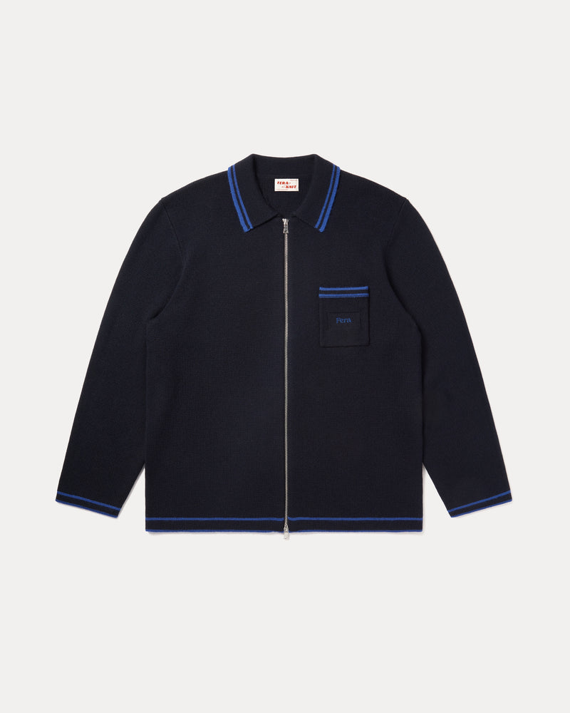 Constructed in a 7-gauge fully fashioned Milano Knit, the Fera Paramount cardigan is a timeless zip cardigan. 