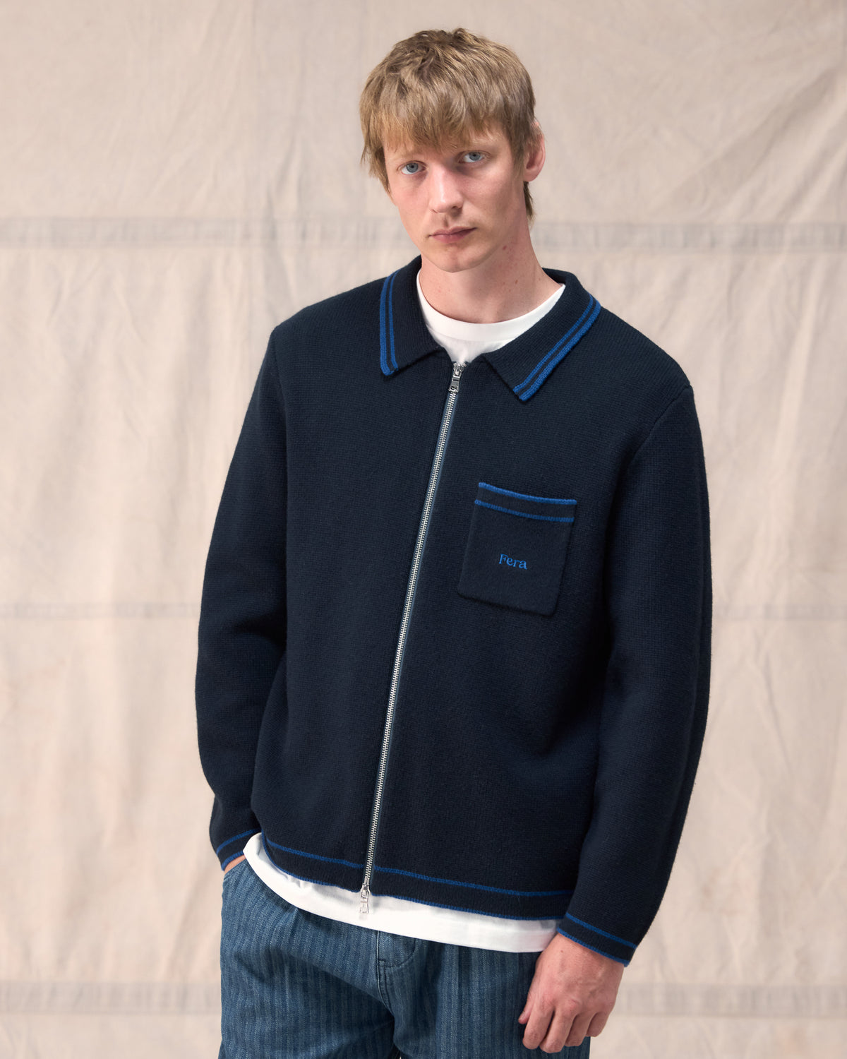 Paramount Zip Cardigan - Navy