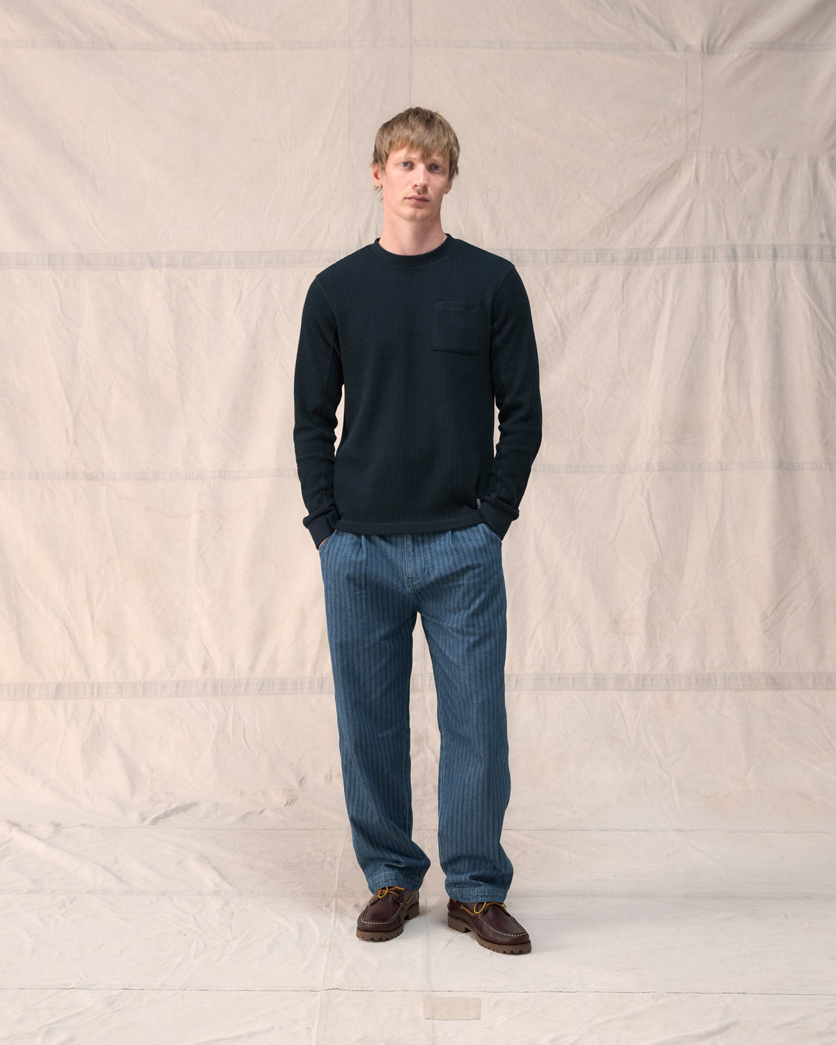 Waffle Long Sleeve - Navy