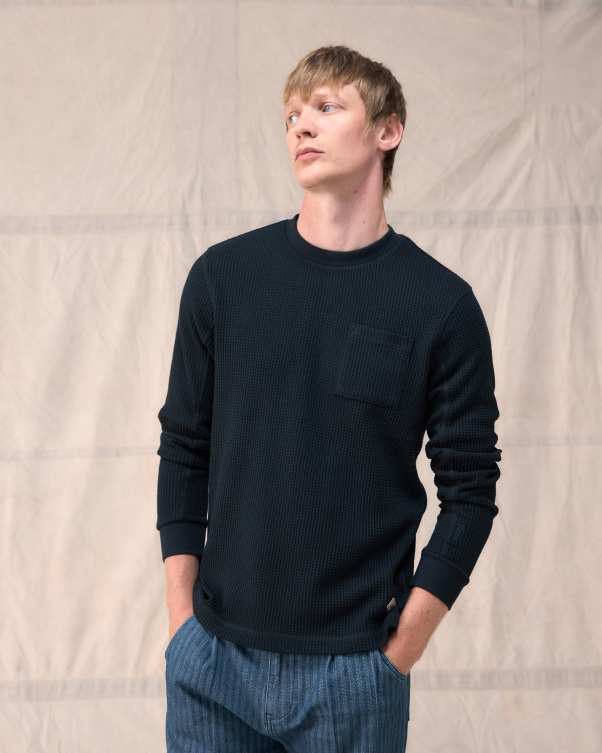 Waffle Long Sleeve - Navy