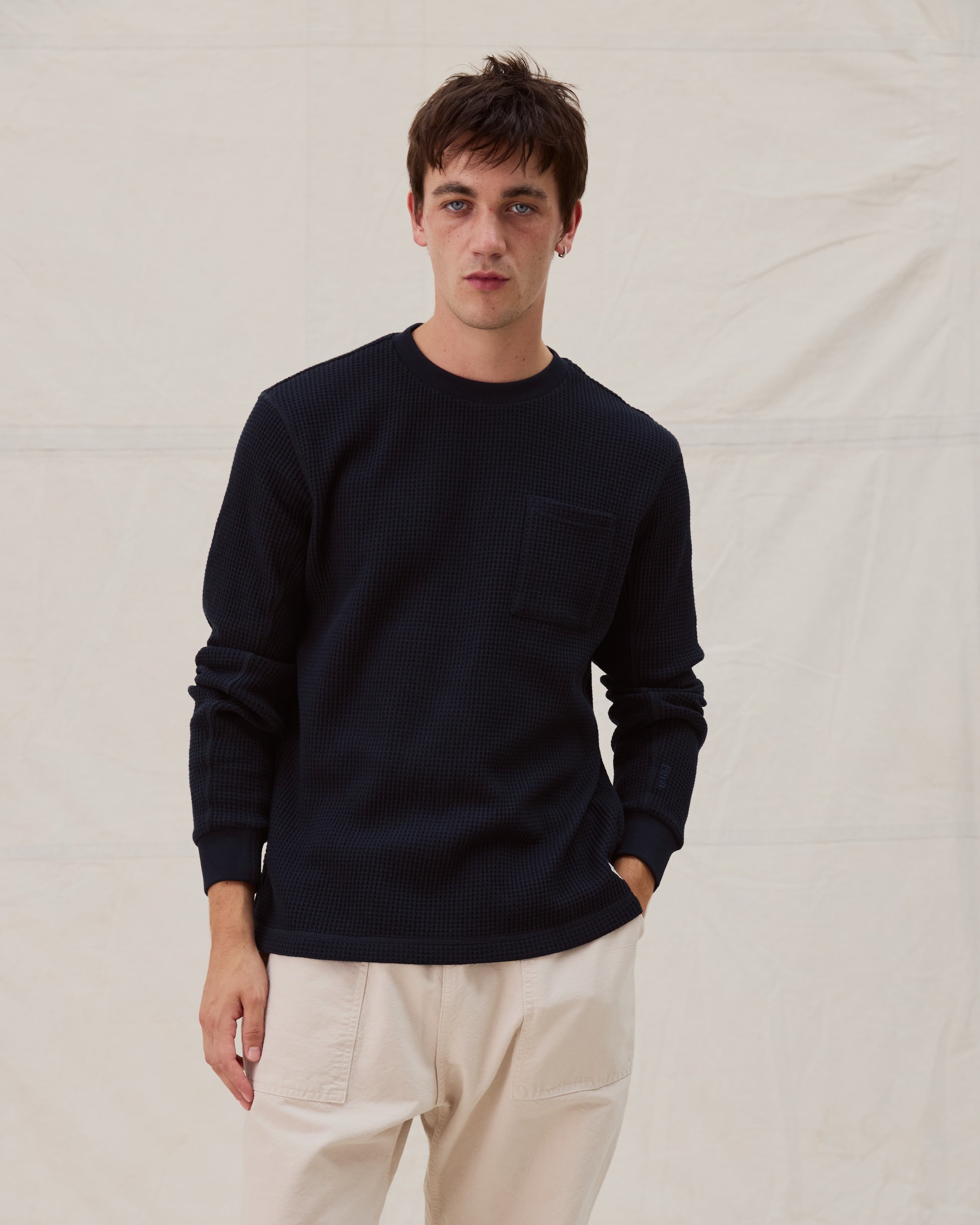 Waffle Long Sleeve - Navy