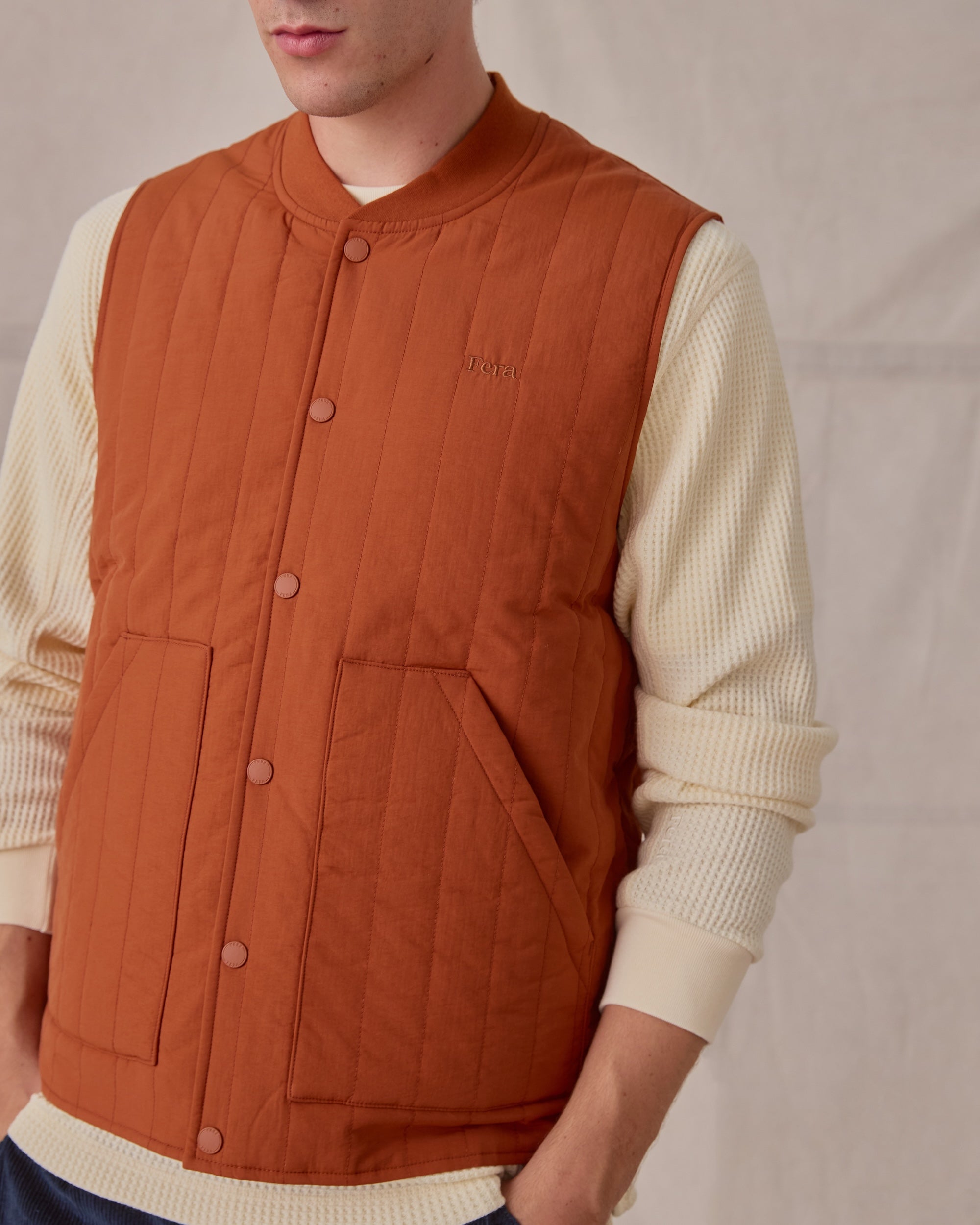 Quilted Gilet - Rust